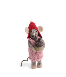 Small Grey Girly Mouse with Acorn